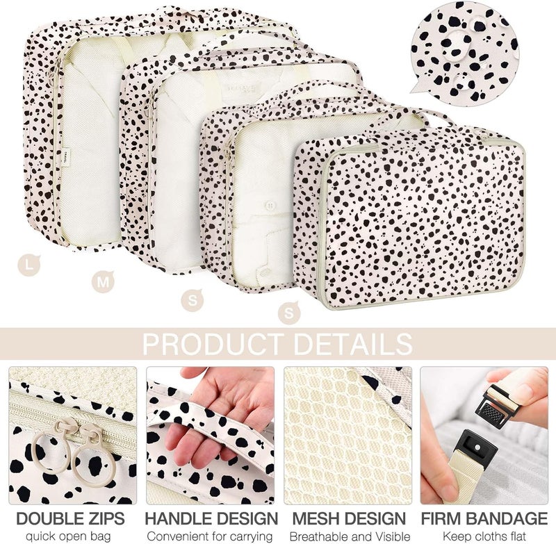 KPX 8 Set Packing Cubes for Travel, Luggage Packing Organizers Accessories Large Toiletries Bag for Clothes Shoes Cosmetics (Leopard) - Image 3